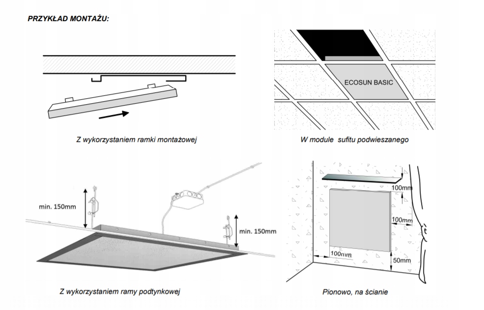 Promiennik sufitowy ECOSUN U 600W, biały Szerokość 119.2 mm