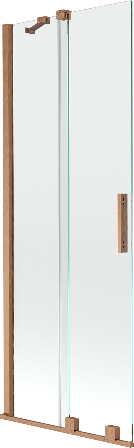 Mexen Velar dvoukřídlá vana stěna 75x150 cm, čiré sklo, kartáčovaná měď