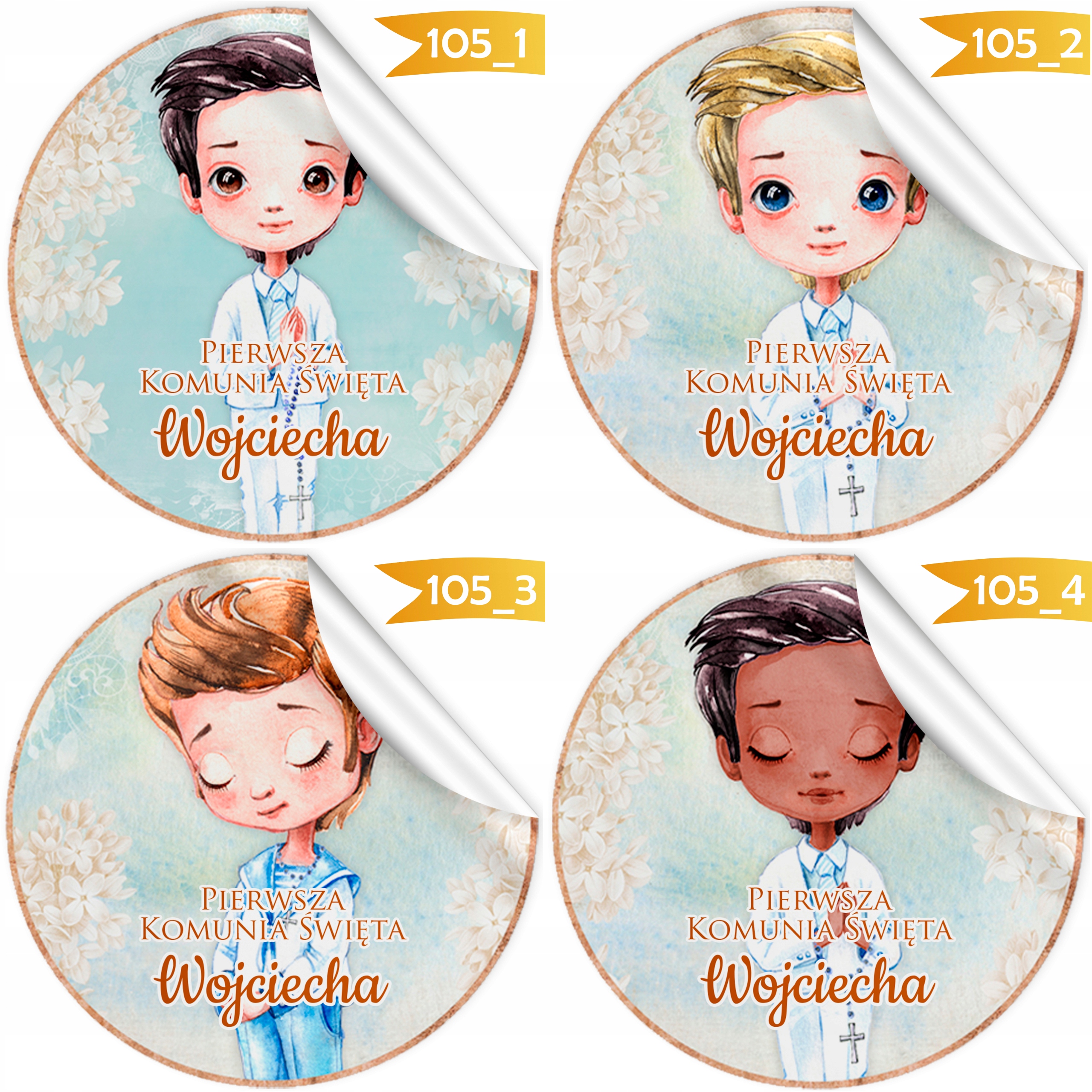 PIERWSZA KOMUNIA PRZYJĘCIE - NAKLEJKI LIZAKI MIÓD CIASTO DLA GOŚCI [111_1] Rodzaj inny