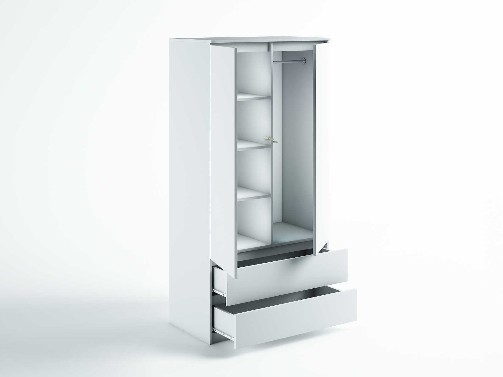 SZAFA DWUDRZWIOWA Z SZUFLADAMI 90 CM DO GARDEROBY, SYPIALNI BIAŁA Liczba szuflad 2