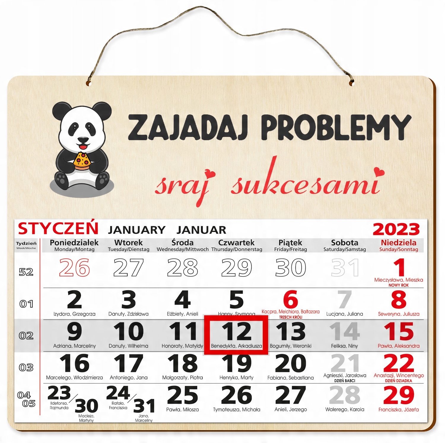 

Drewniany Kalendarz 2023 Motywacyjny