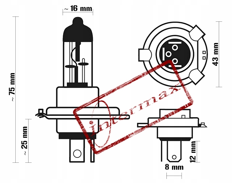 ŻARÓWKA 12V 35/35W H4 HS1 P43T BIAŁA / CIEPŁA EAN (GTIN) 5905220805952