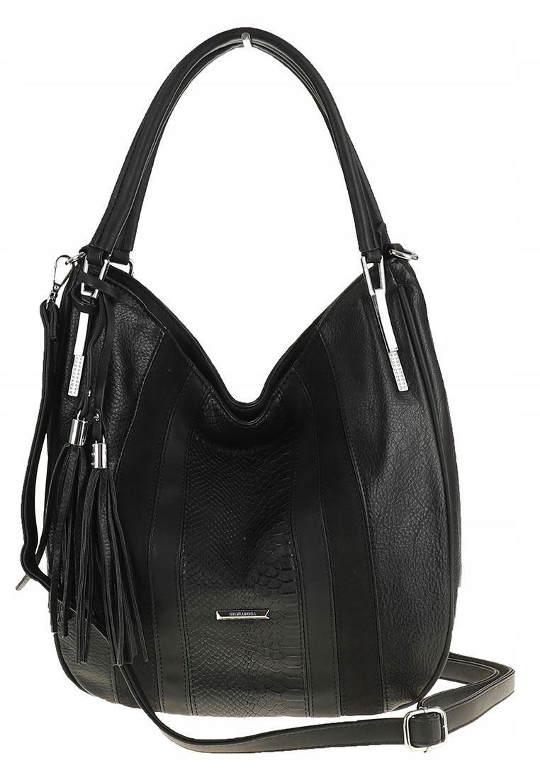 SILVIA ROSA Włoska Torebka Damska worek listonoszka na Ramę SR8116 Black Stan opakowania oryginalne