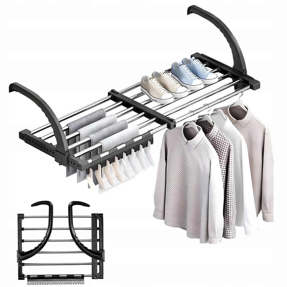 Levně Sušák Věšák Na Oblečení Z Nerezové Nerezová Ocel Na Balkón/koupelnu 64-110 CM