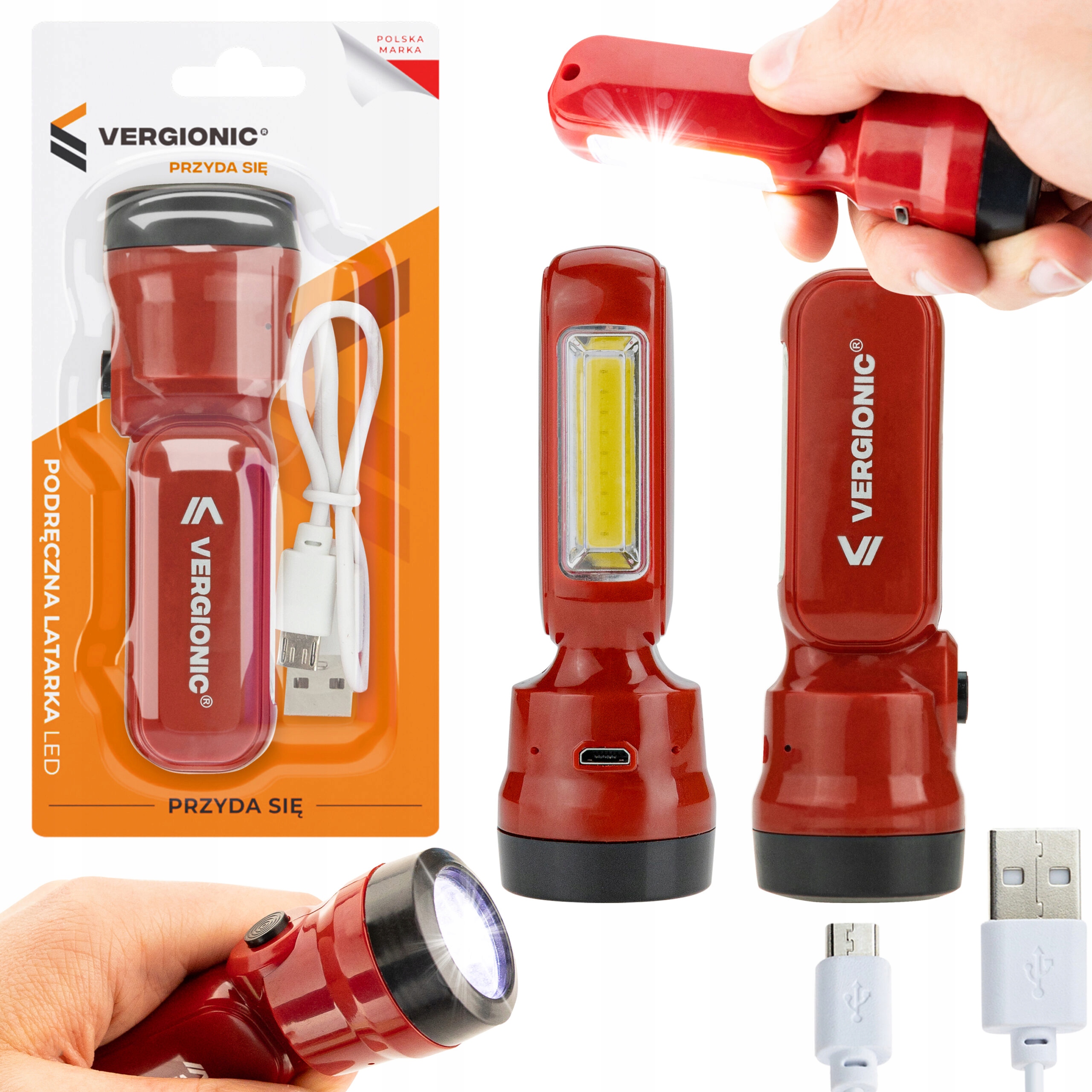 PODRĘCZNA LATARKA AKUMULATOROWA ŁADOWANA LED