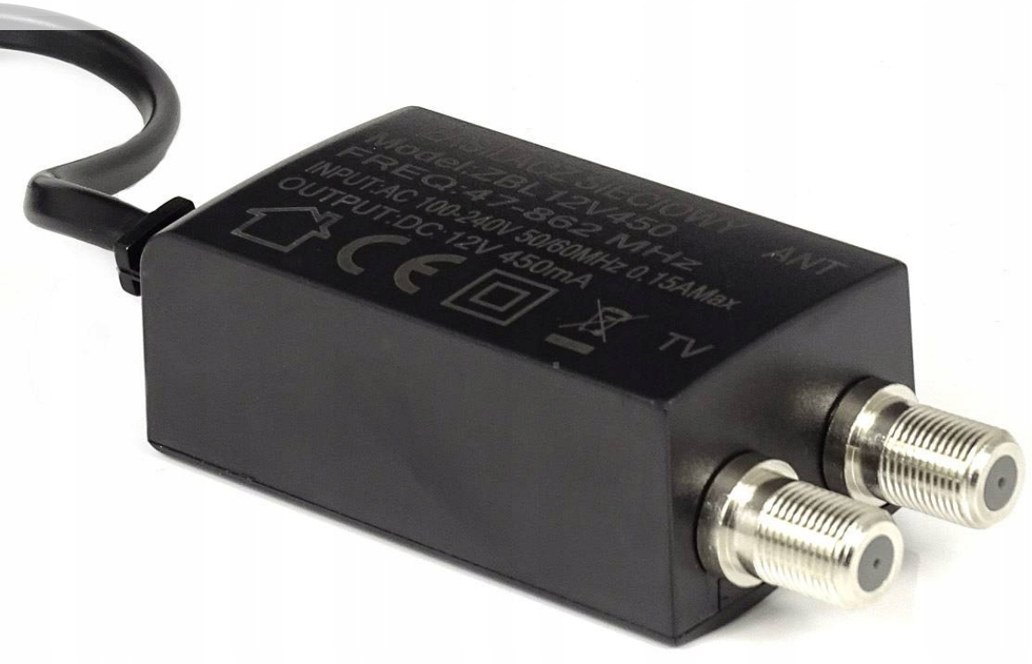 ZASILACZ ANTENOWY TV 12V 450mA do Anten DVB-T/T2 Kod producenta ZASA12V450MA