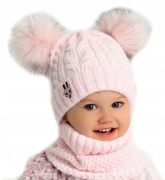 

Czapka i Komin Komplet Zimowy Dziewczęcy 6-24m-cy