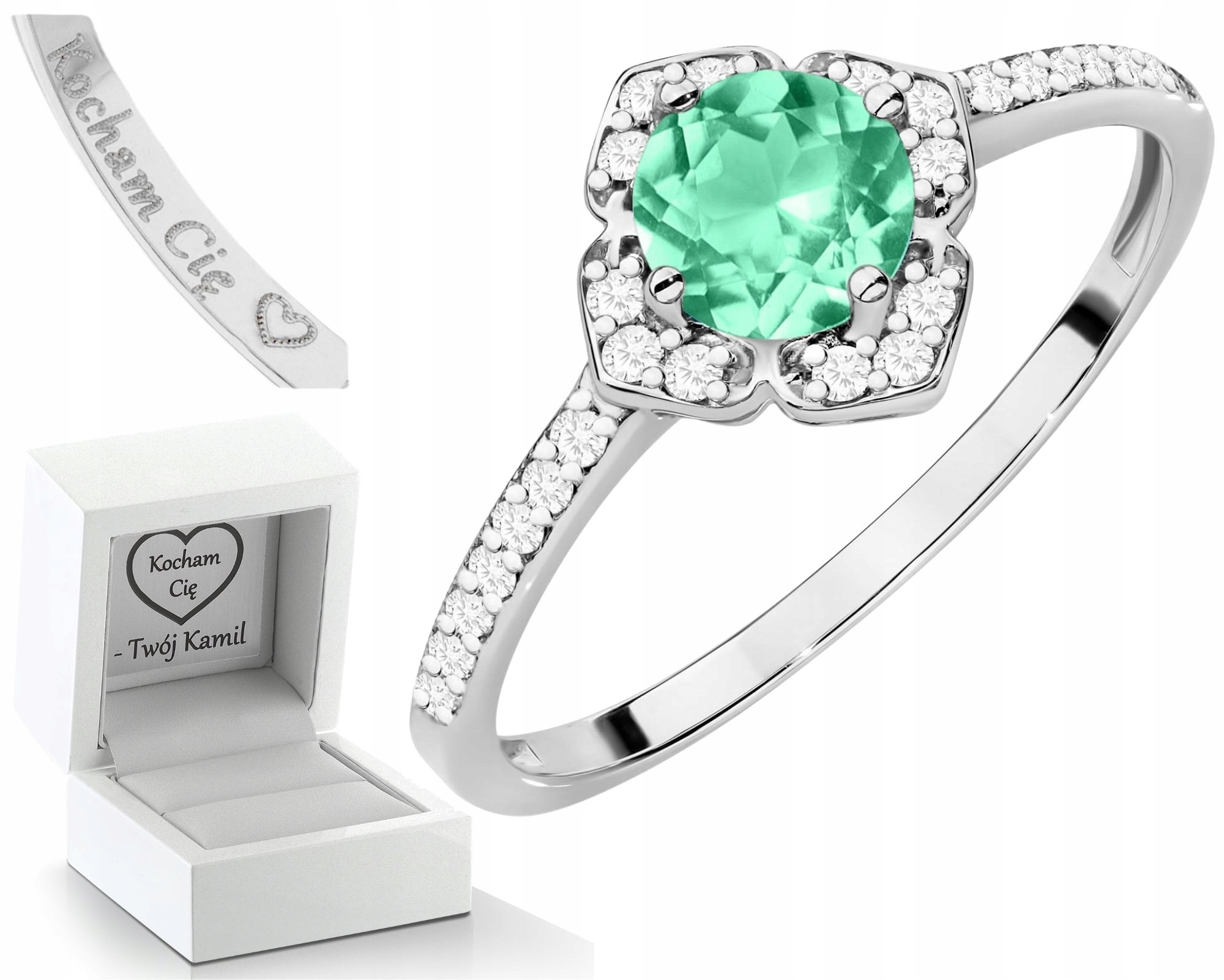 Prstýnek S Přírodními Zelenými Smaragd