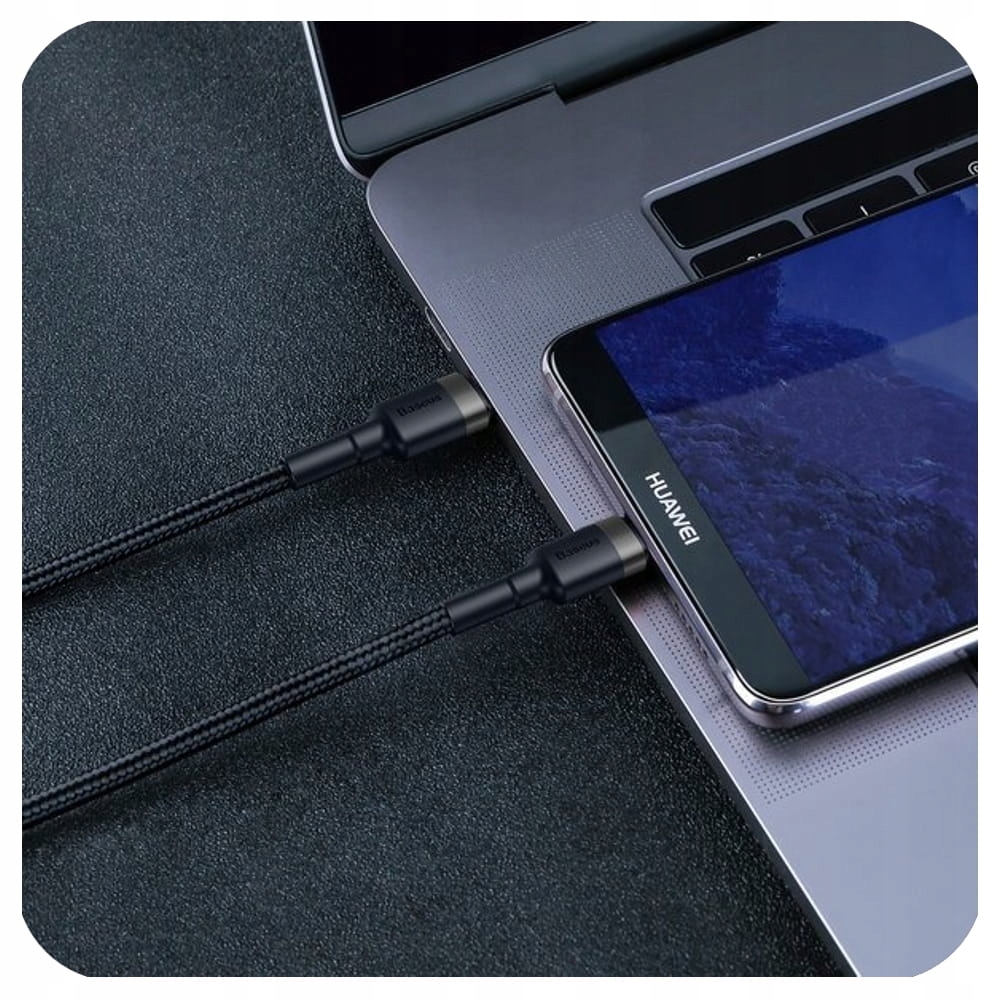 BASEUS KABEL USB-C 2m PD 2.0, QC 3.0 MACBOOK 60W Konstrukcja oplot