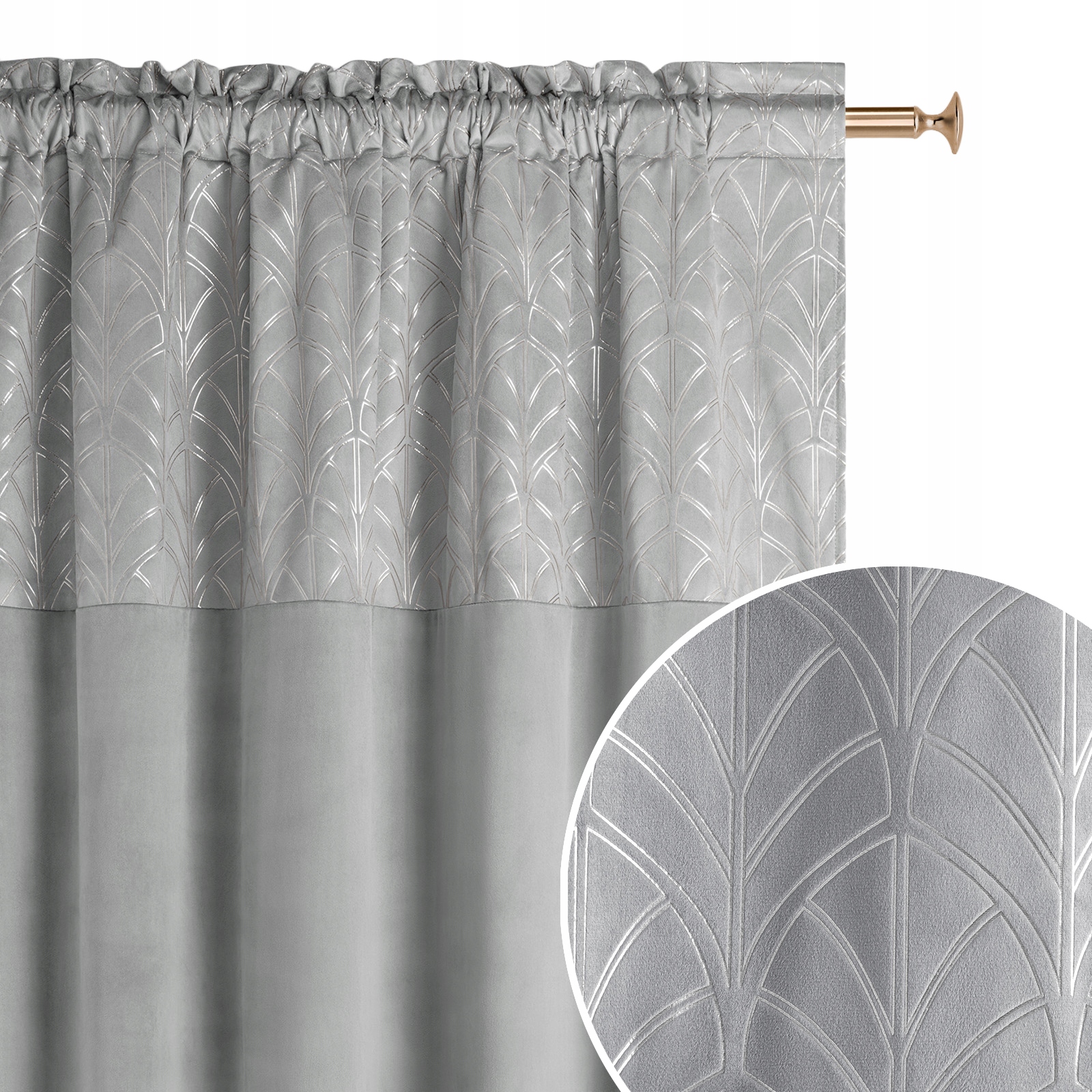 

Zasłona welur velvet na żabki 140x250 Bliss szara