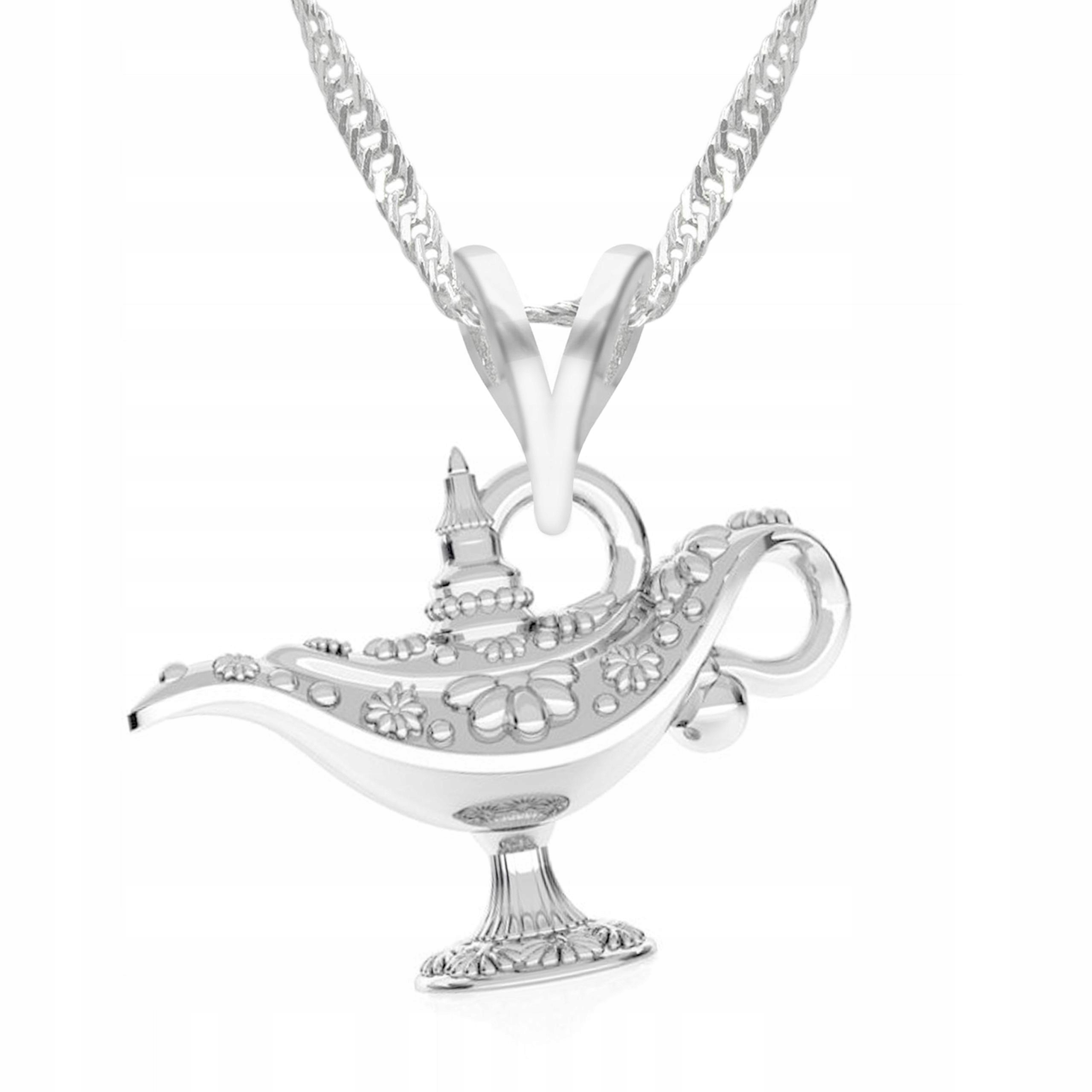 Stříbrný náhrdelník Lampa Aladina Čaroděj Elf Duch Lampička Stříbro 925