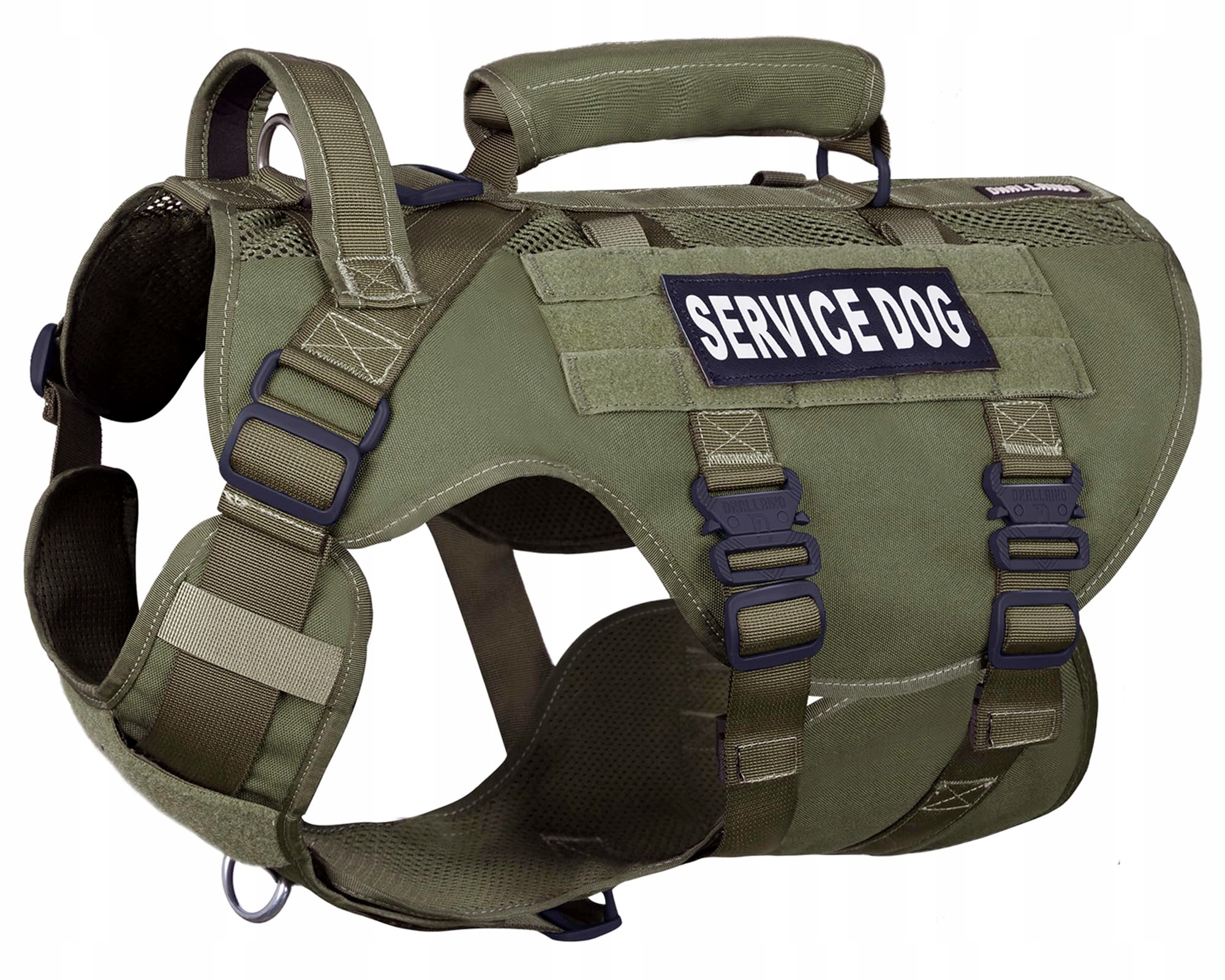 Taktické postroje pro psa zelené s vojenským systémem Molle