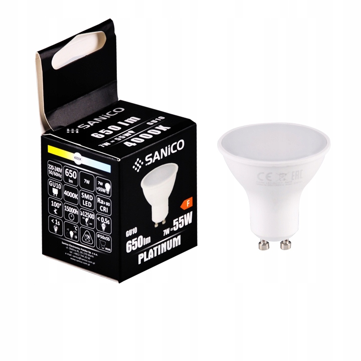 

Żarówka Led GU10 Smd Neutralna 650lm 55W 7W 230V