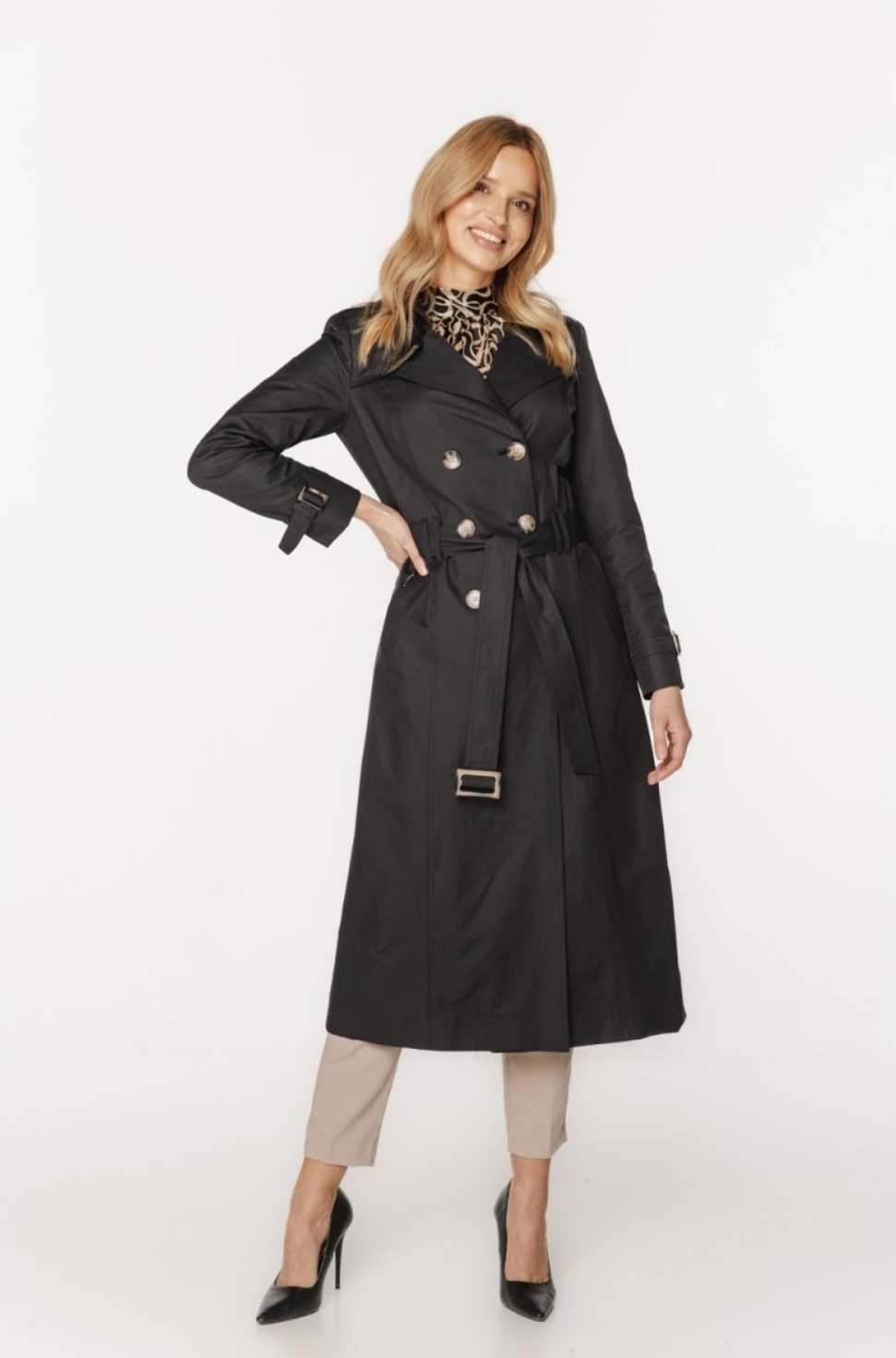 Passero dámský kabát černý trenčkot bez kapuce Lena velikost 40