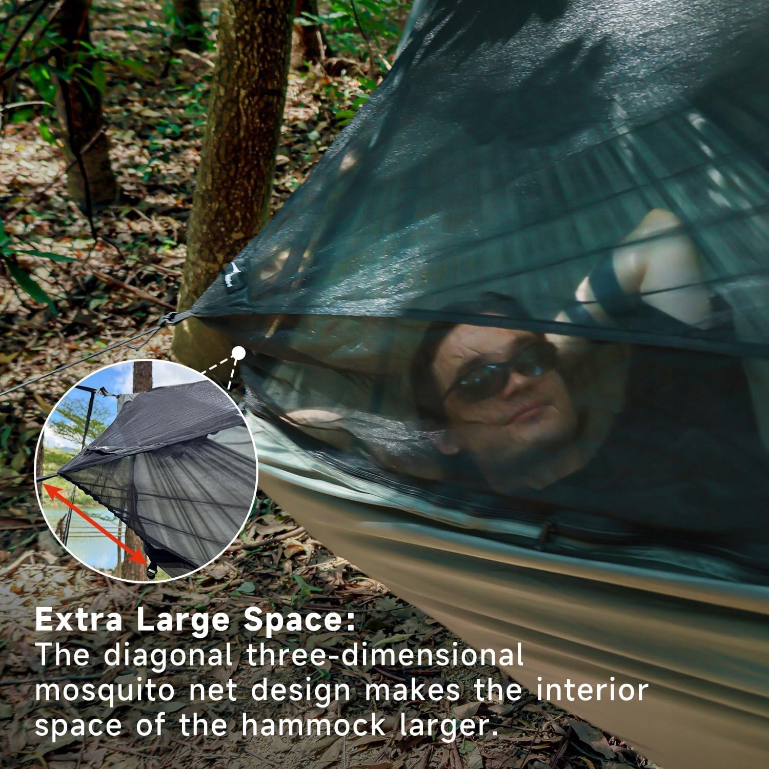 TRAVEL BIRD NomadNest 11ft Lekka Hamak Campingowy z Moskitierą i Liną — miniatura 4