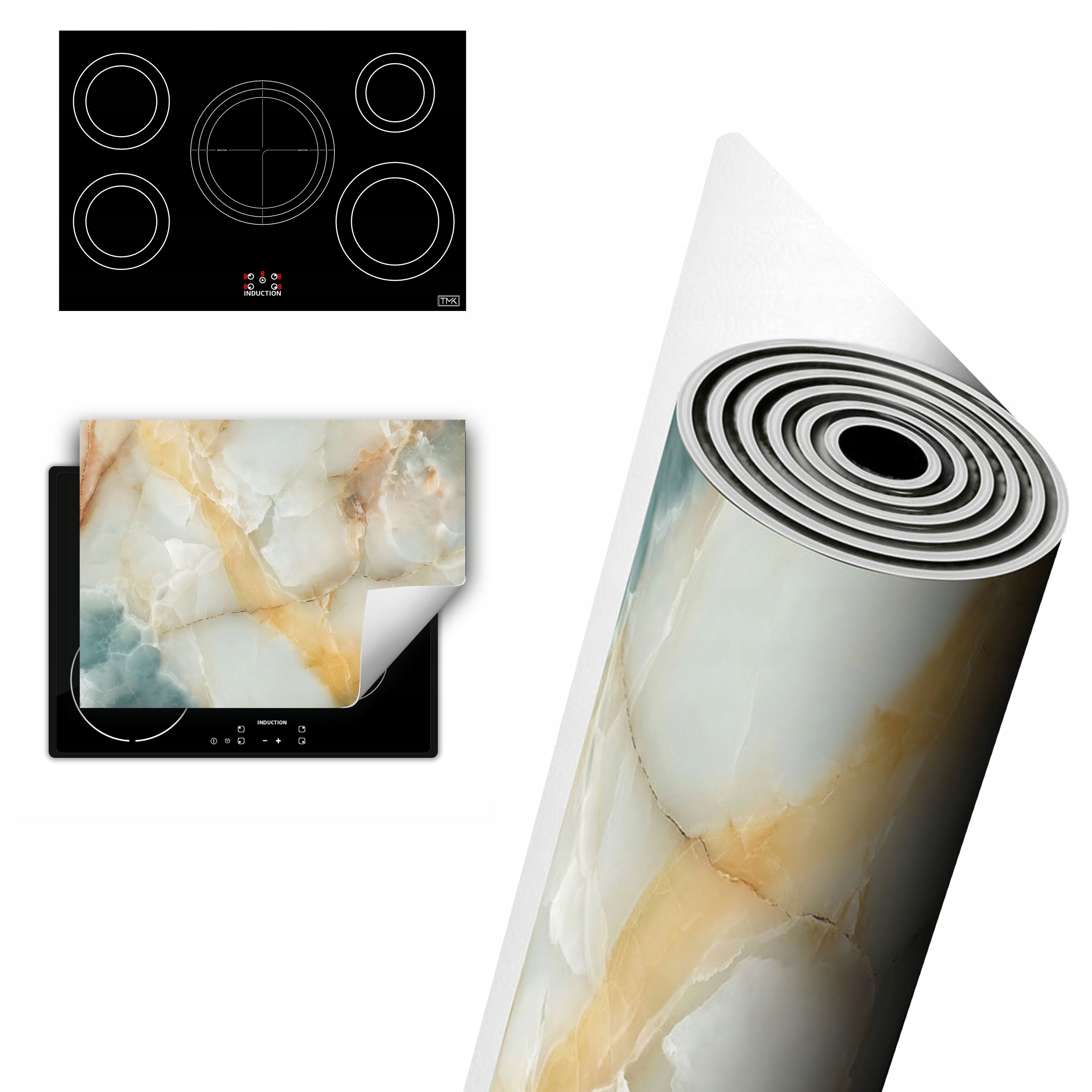 Vinylová Ochrana Na Indukci Deska 80x52 mramor šedá