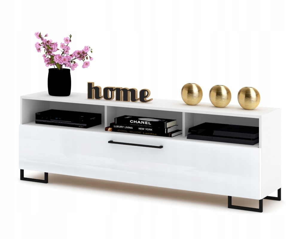 Rtv skříňka Komoda Play Open Bílá Lesk Nohy 180