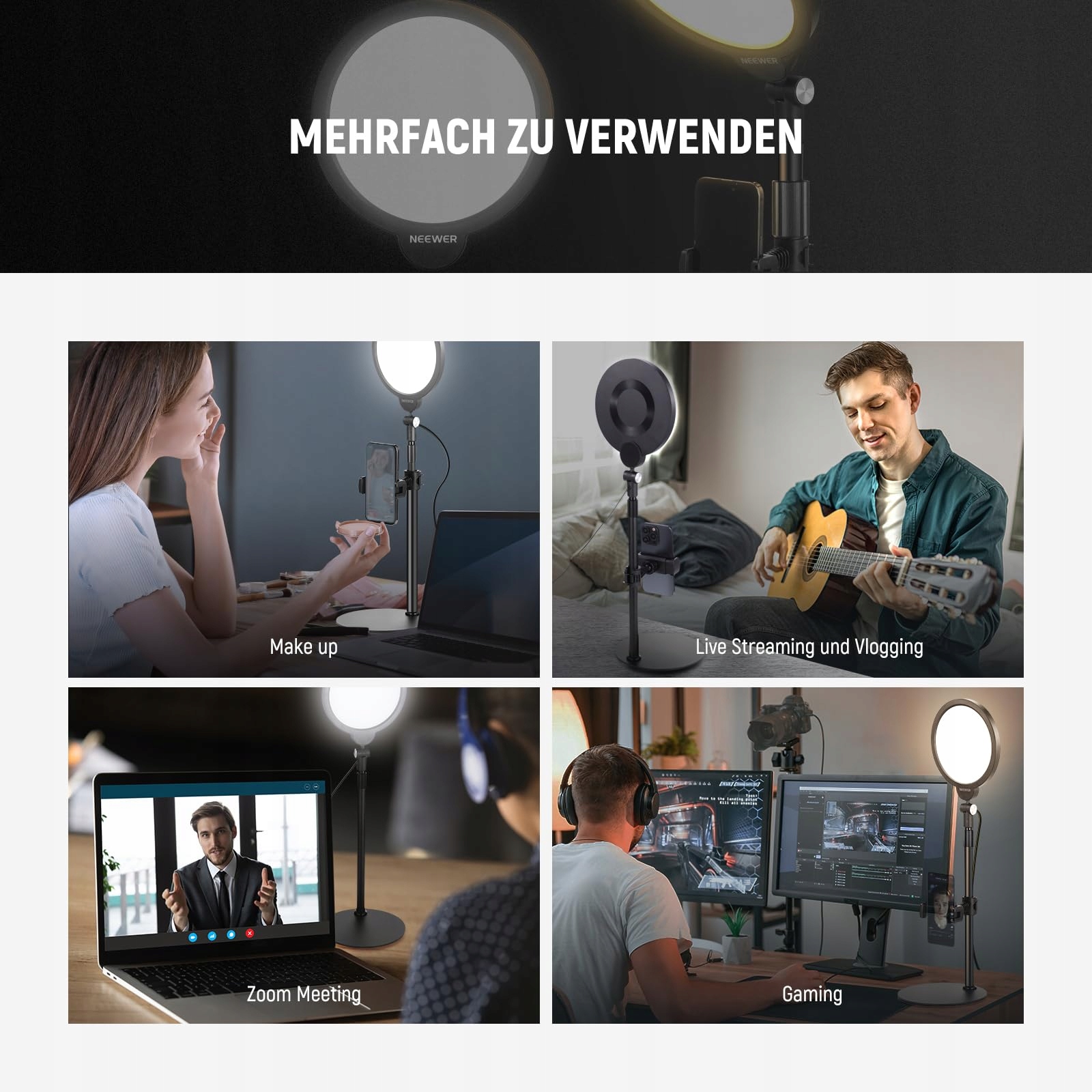 NEEWER BASICS Zestaw Selfie Lampa Pierścieniowa 7" 10W 3000K-6500K — miniatura 7