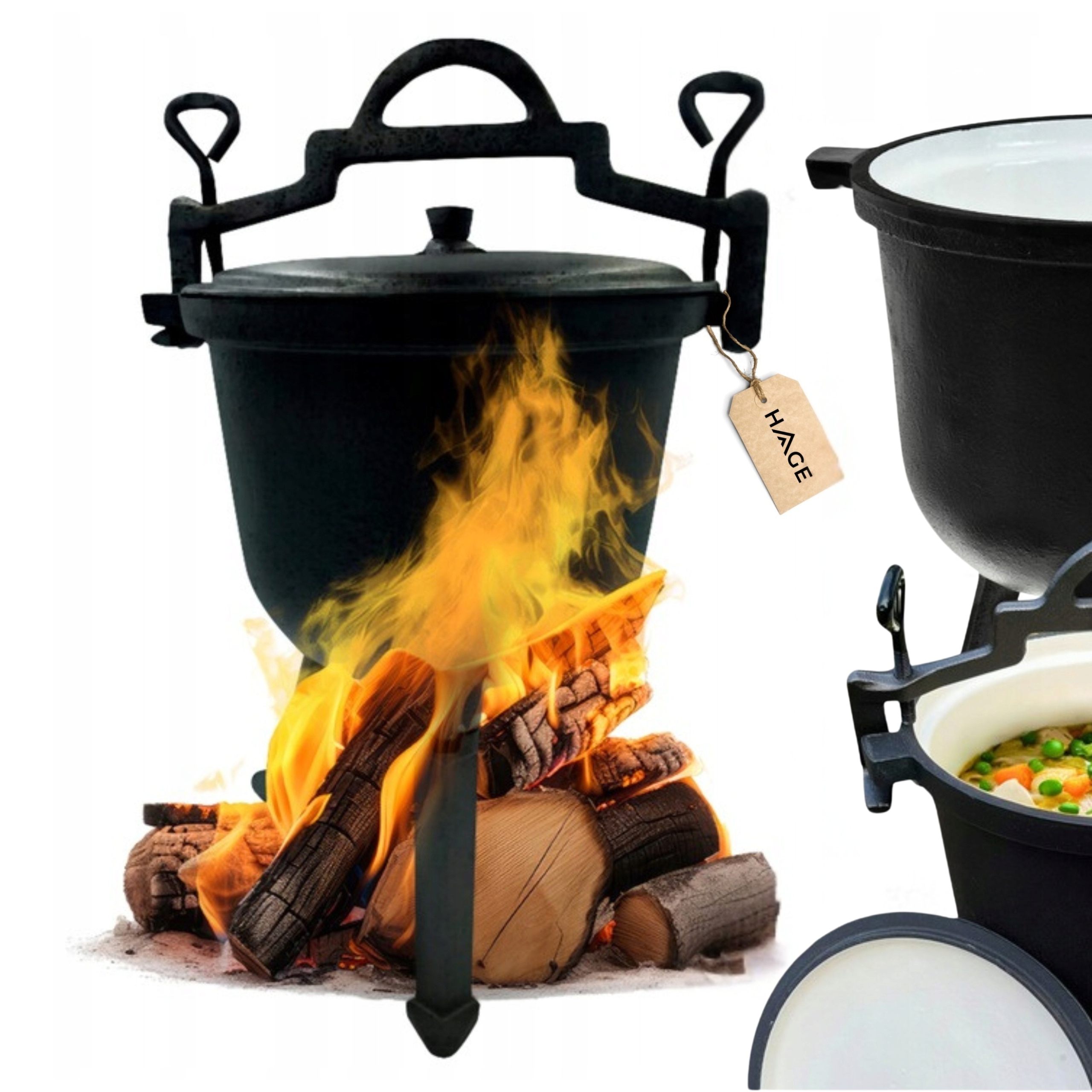 Smaltovaný Litinový Kotlík Lovecký Hrnec maďarský 8L Ohnisko Gril