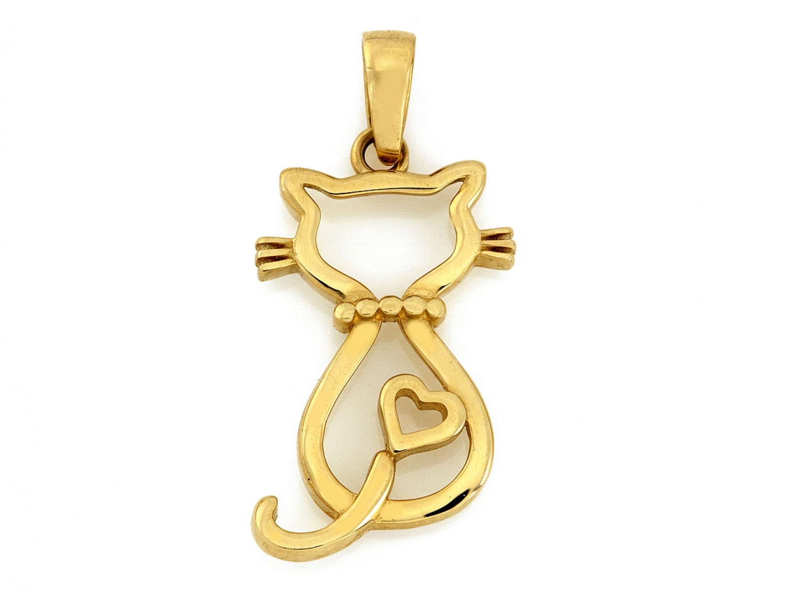 Zlatý přívěsek 585 Kočička bez zirkonu kočka se srdcem 0.73 g Srdce dárek