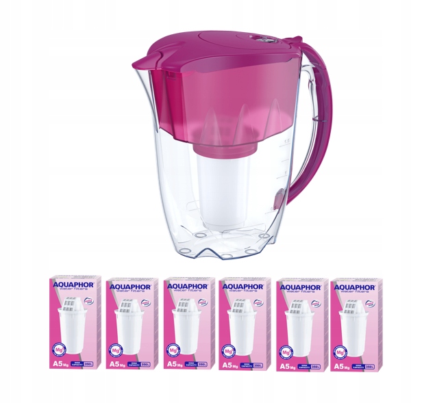 Dzbanek filtrujący Aquaphor Arctic 2,8 l z 6 wkładami A5 Mg fuksja