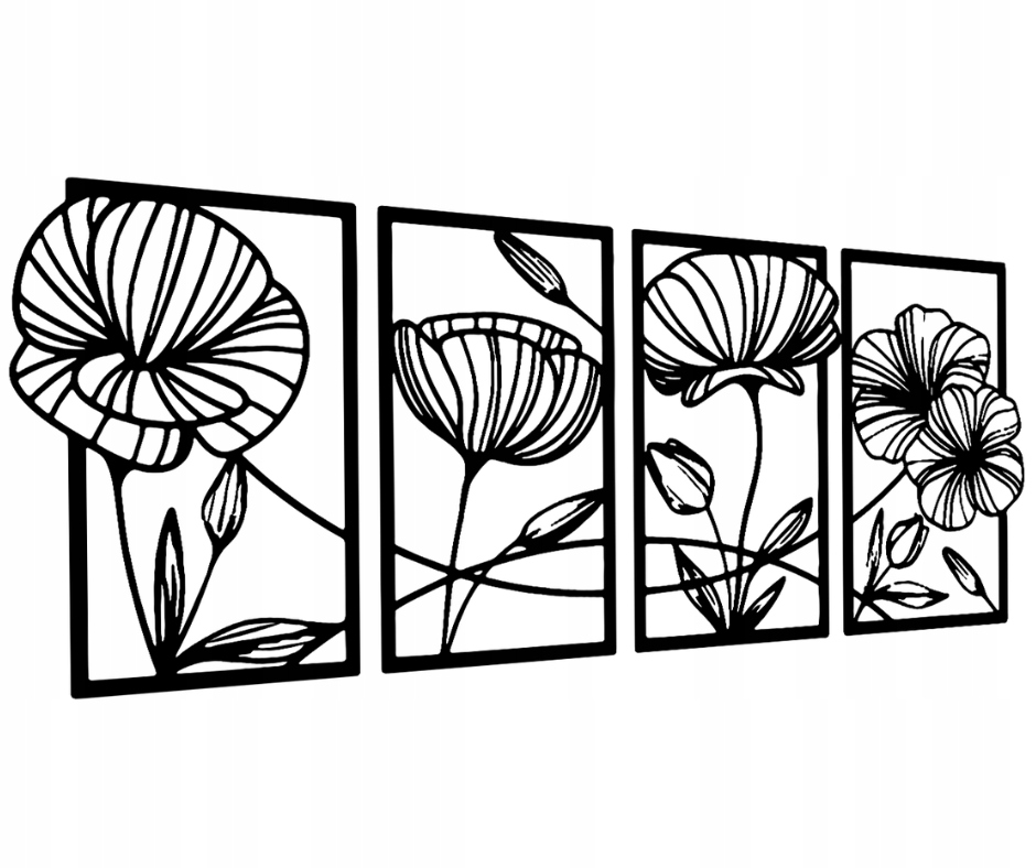 Prelamovaný Obraz Kvety Do Kuchyne Obývačky Nástenná Dekorácia Štyri 3D Panely