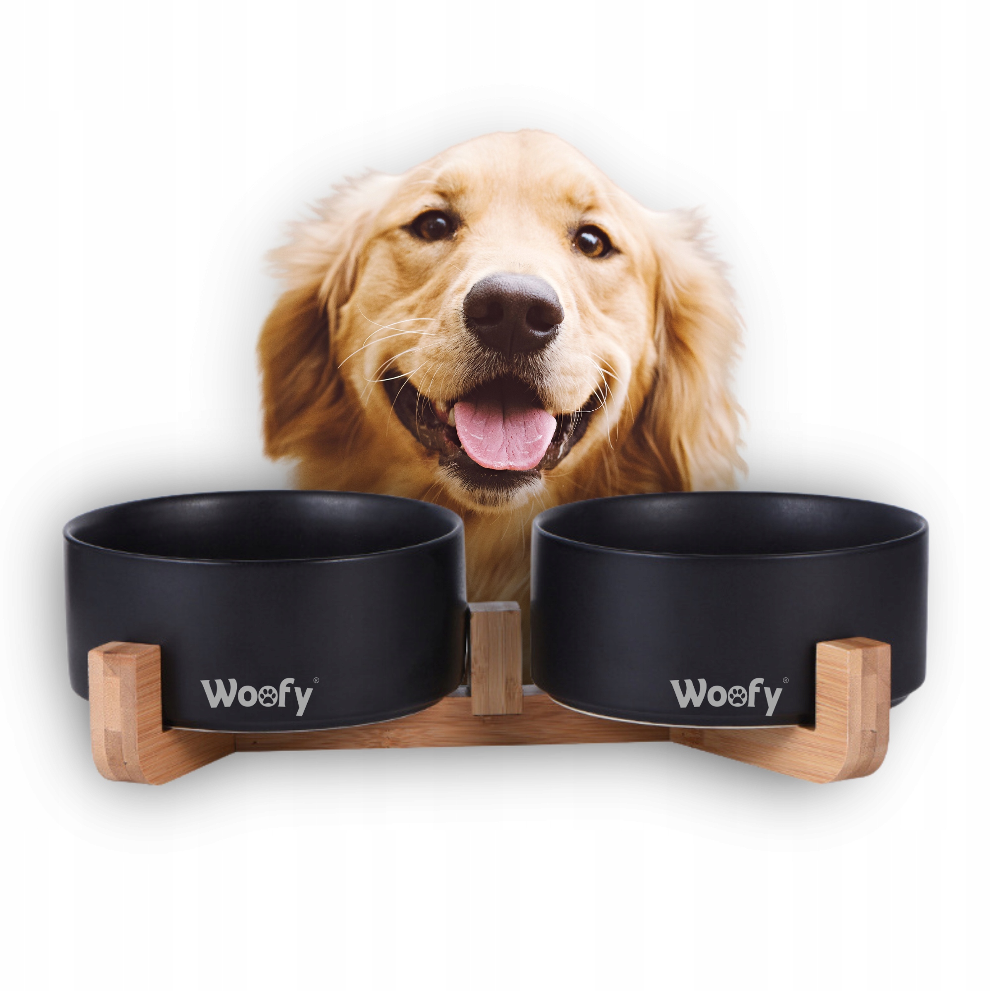 Двойная керамическая чаша на подставке для собак и кошек WOOFY 2X 400 мл