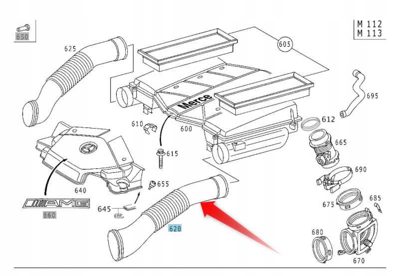 Trubka Pro Přívod Vzduchu Mercedes cl c215 s w220 A1130941282
