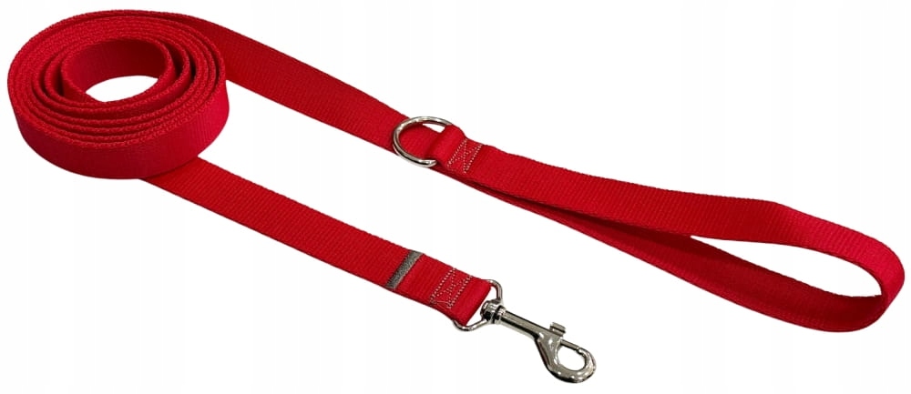 Vodítko Pro Psa Pevná Tradiční Odolná Páska 25 mm Červená 10 m Zepnij