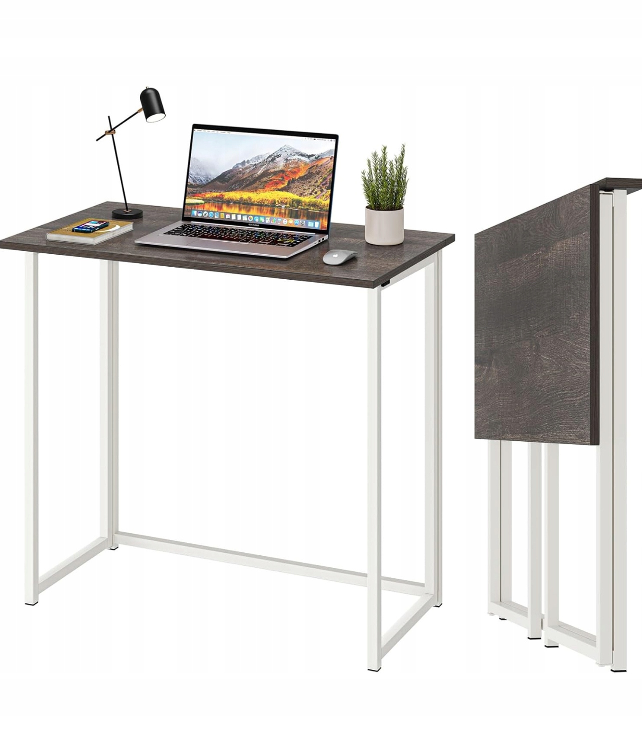 Dripex Skladací stolový stôl – Biela doska Tmavý dub Bez montáže