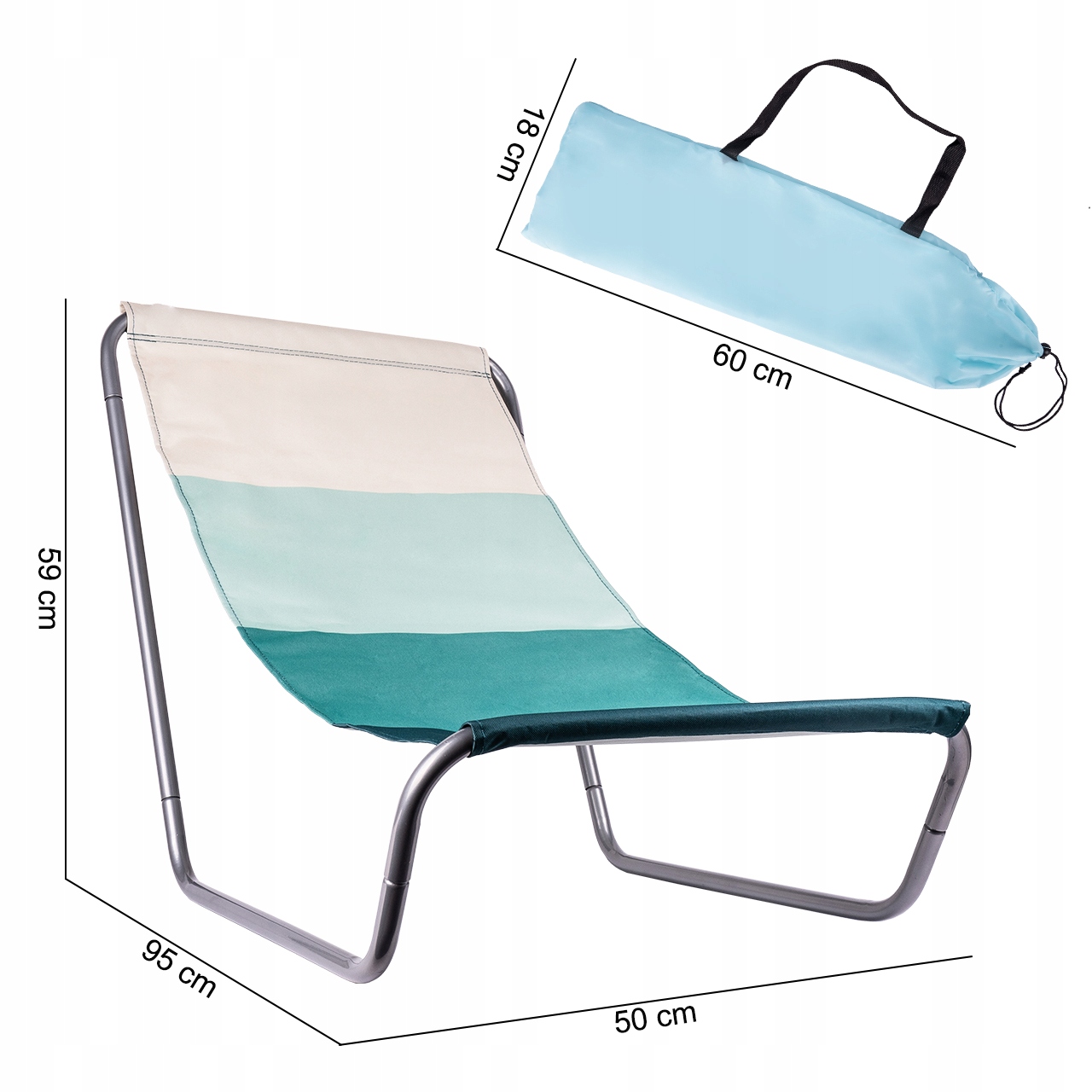 LEŻAK PLAŻOWY OGRODOWY SKŁADANY NIEBIESKI WODOODPORNY LEKKI + TORBA GRATIS Marka inna