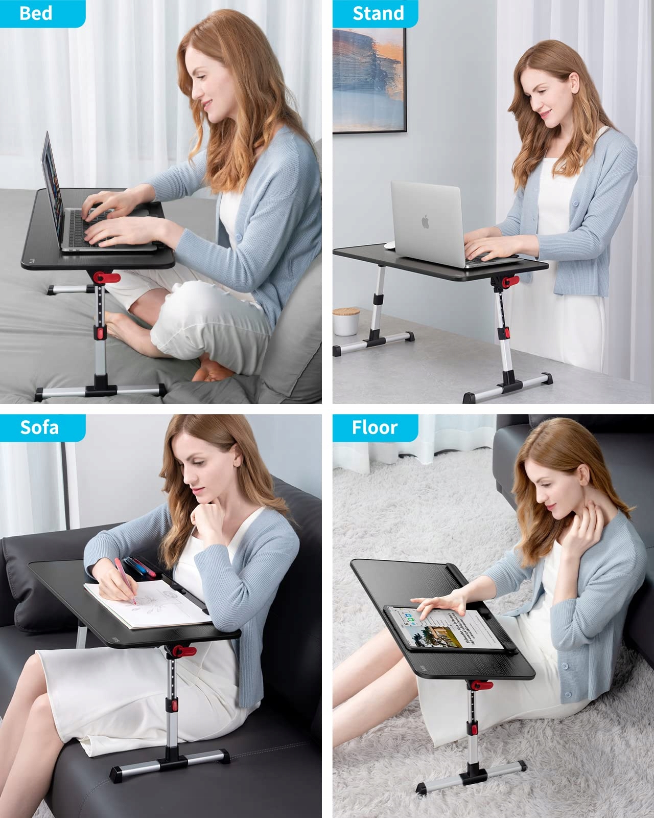 SAIJI Składany Regulowany Stolik Podstawka Pod Laptopa 16x33cm Czarny — miniatura 8