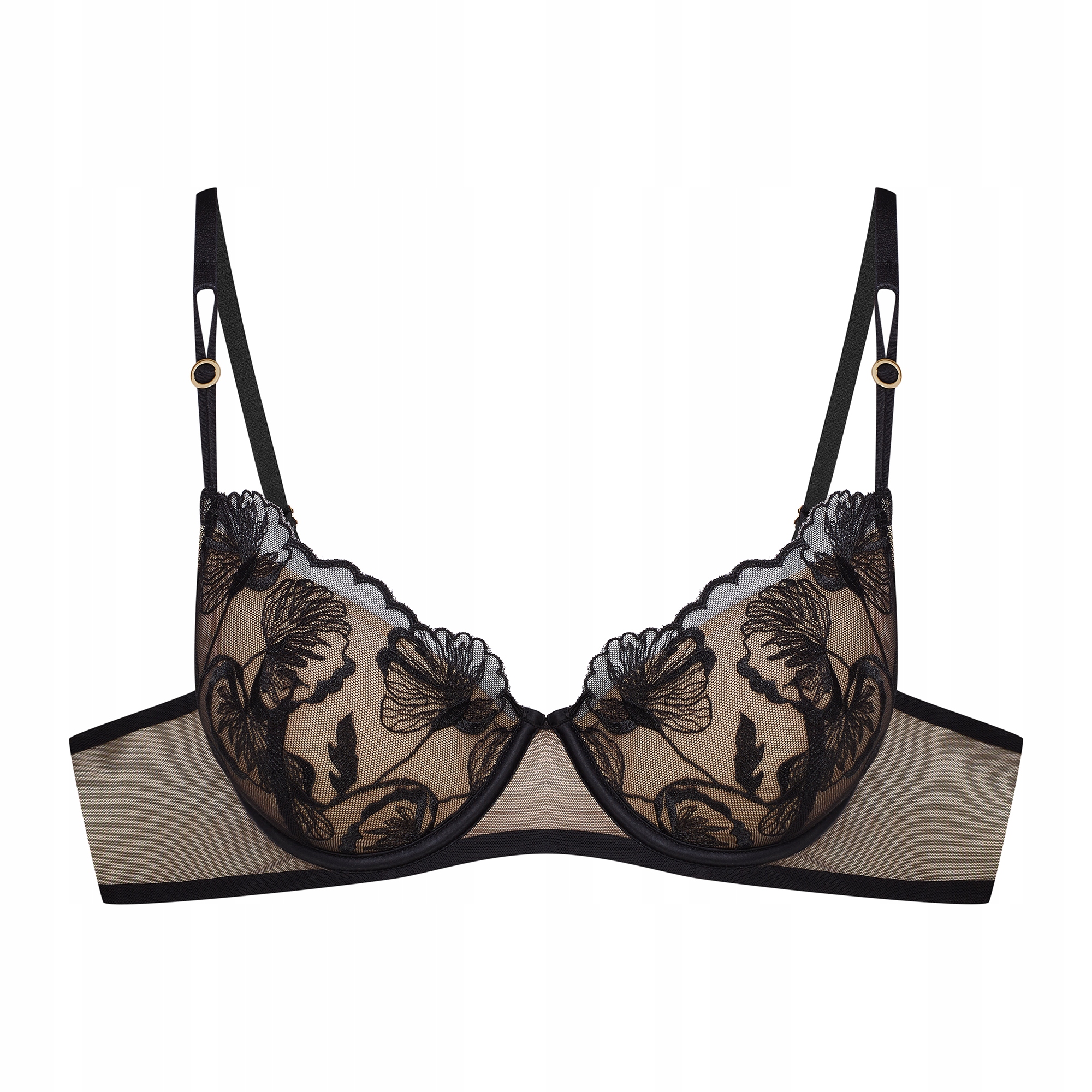 Push-up podprsenka síťovaná dámská podprsenka černá mesh Esotiq Ophelia 65G