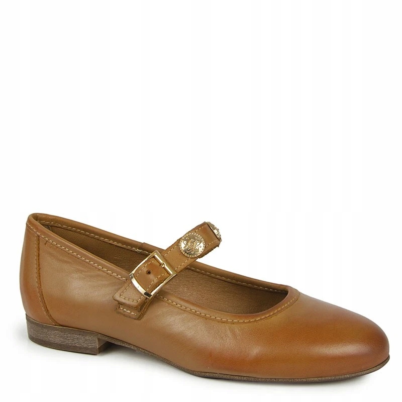 Laroni 3737 Hnědé Kožené Baleríny S Ozdobným Páskem 41