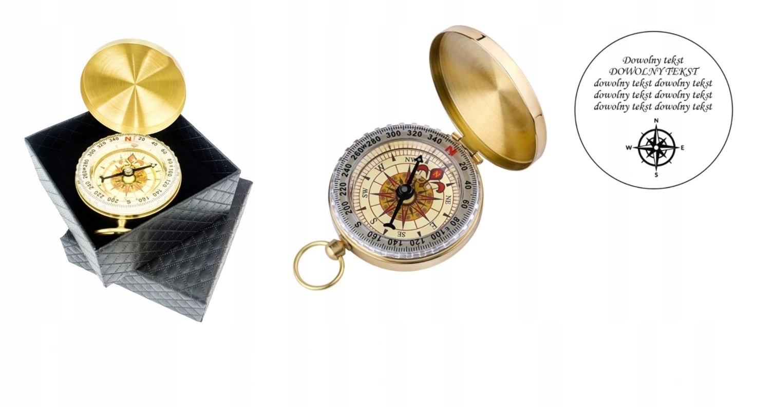 KOMPAS KIESZONKOWY BUSOLA TURYSTYCZNY+GRAWER TEKST