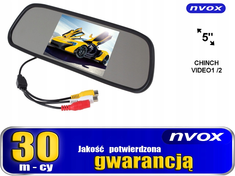 Monitor ekran w lusterku wstecznym kamery cofania Marka NVOX