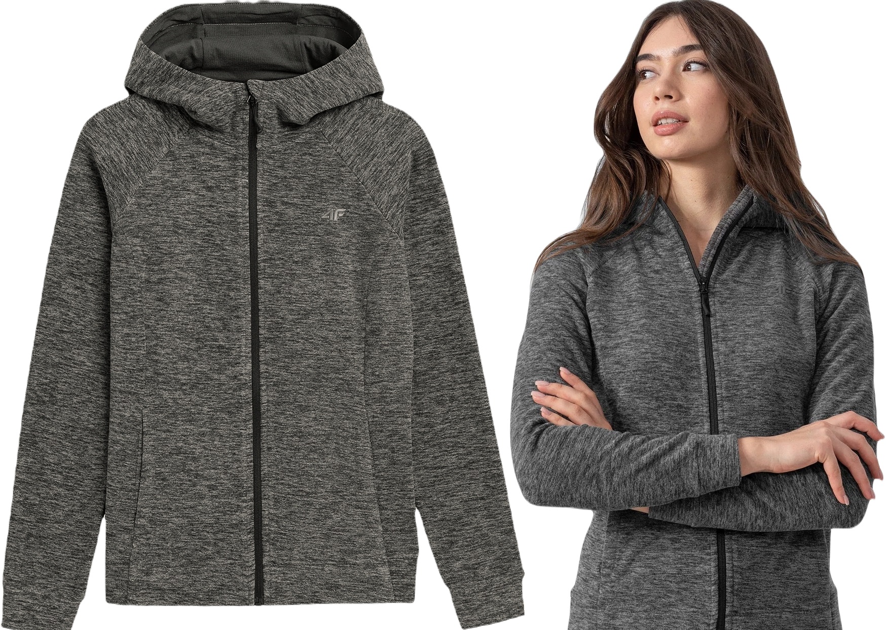 

4F Bluza Damska Polarowa Ocieplana z Kapturem r. M