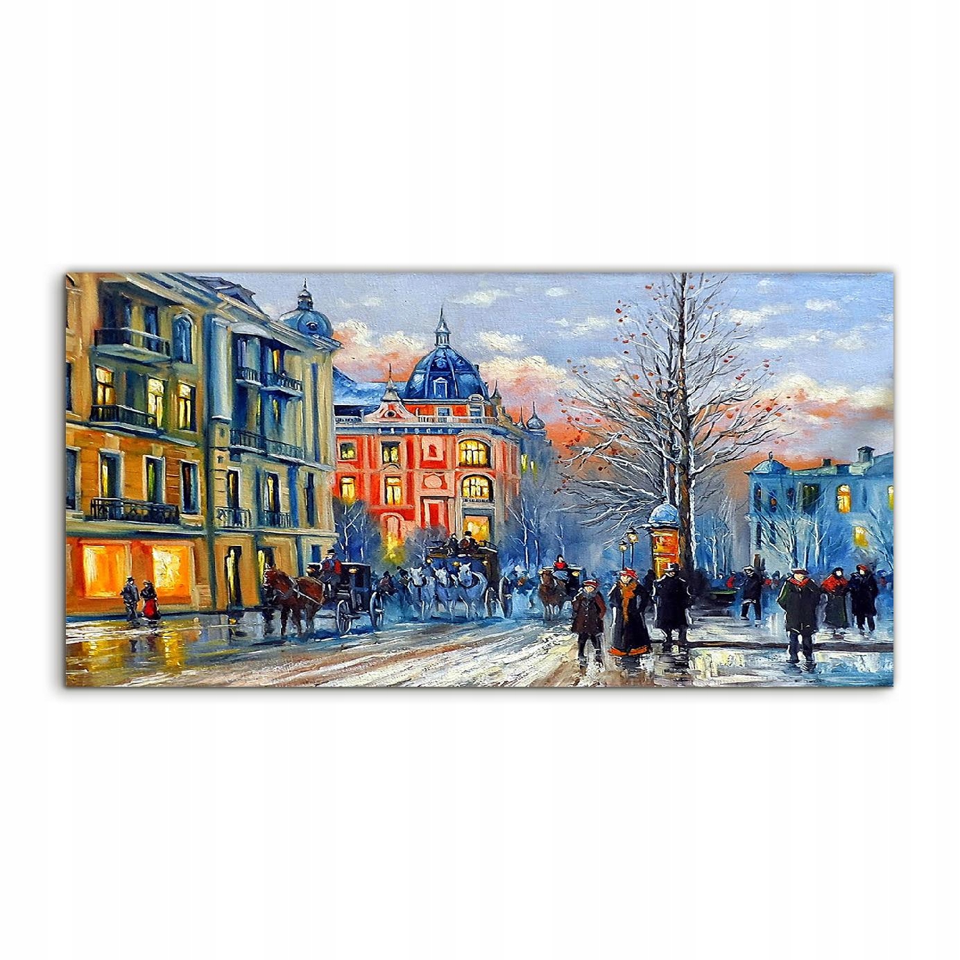 

Obraz akryl 140x70 na prezent Zima Miasto Budynki