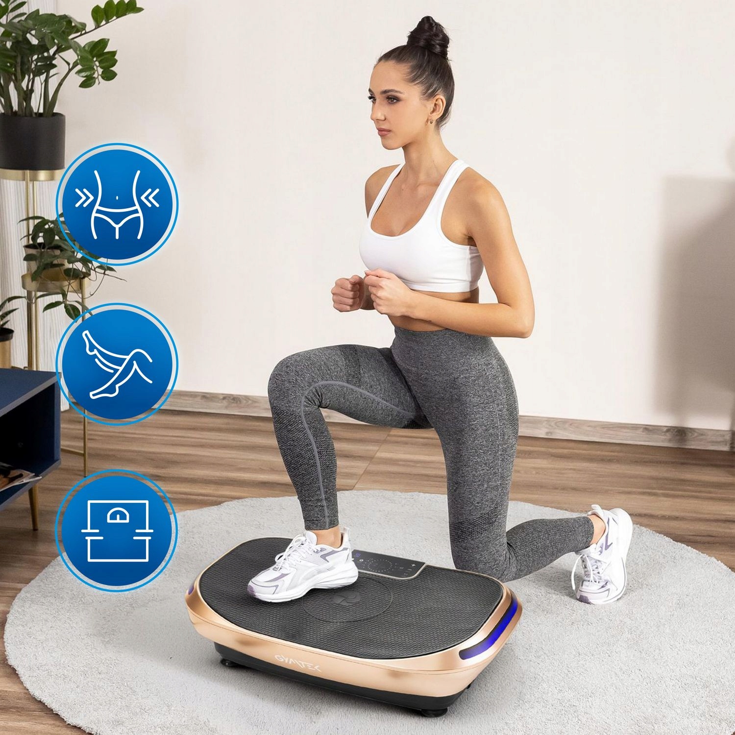 ВІБРАЦІЙНА ПЛАТФОРМА ВІБРАЦІЙНИЙ ТРЕНУВАЛЬНИЙ МАСАЖЕР З КАБЕЛЯМИ XP900_4D GYMTEK Кількість програм 4