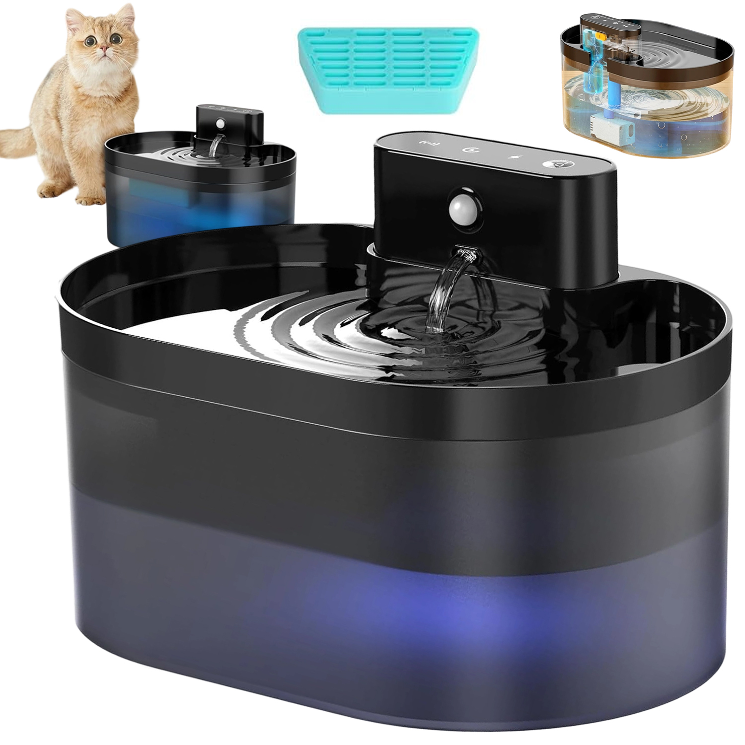 Levně Napáječka Pro Kočky 2.2 L Bezdrátová Snadné Čištění A Montáž