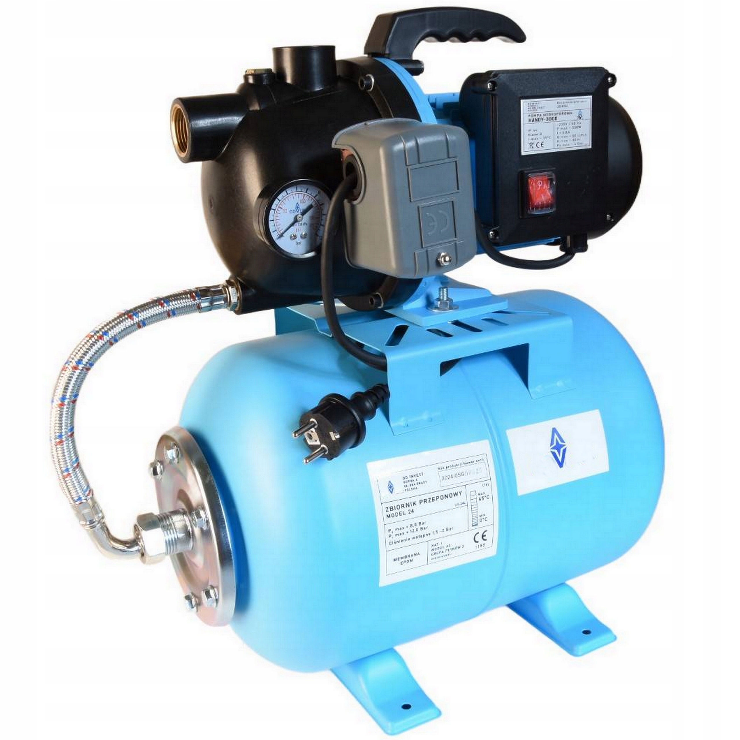 Hydroforová Nádrž Na Vodu 24 L, Kompletní Výkonná Hydroforová Pumpa