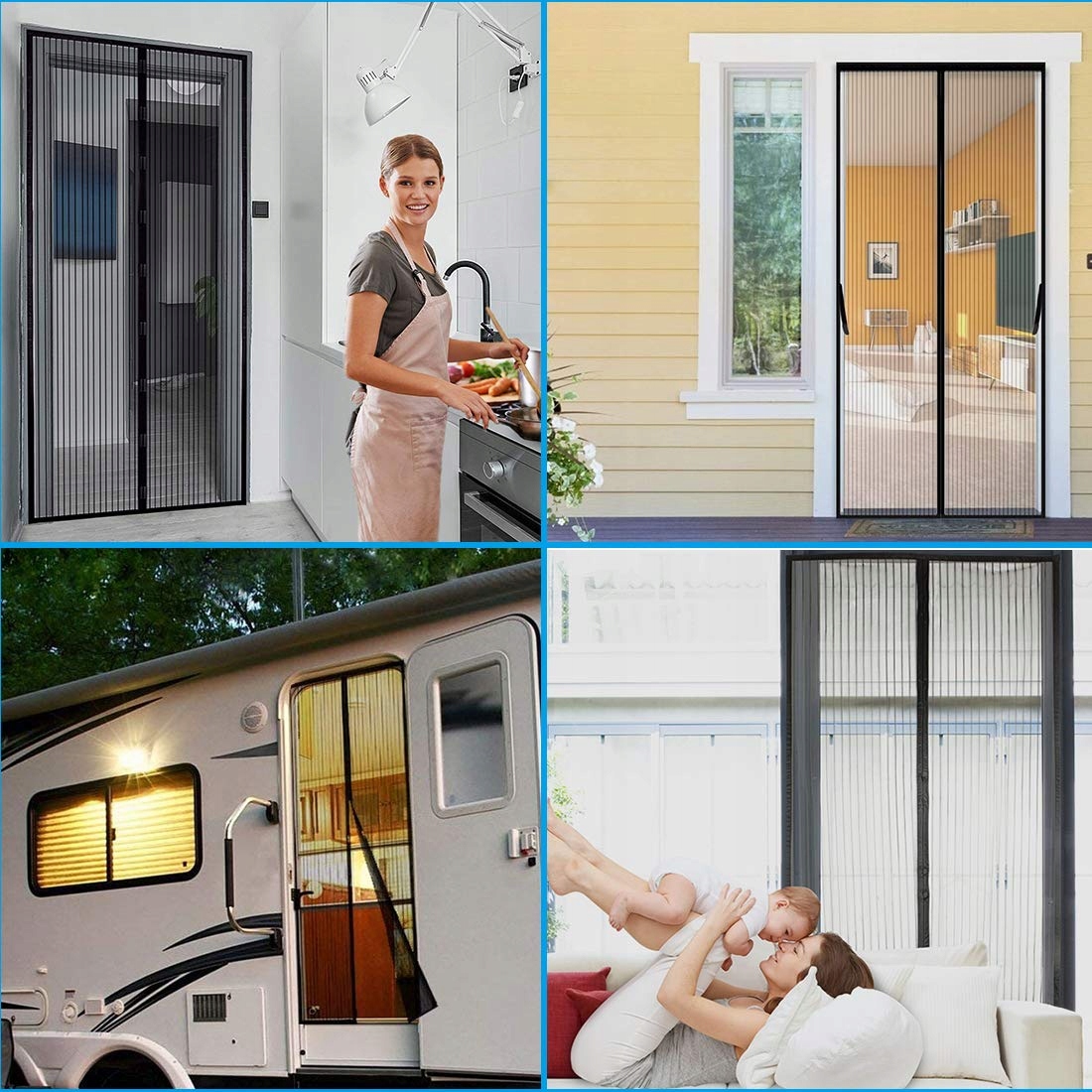 MOSKITIERA MAGNETYCZNA DRZWI 80/90/100 x 210/220cm Wysokość maksymalna 210 cm