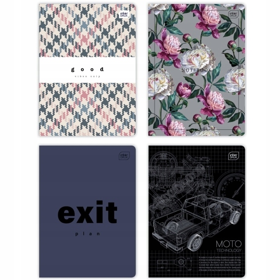 ZESZYT A5 96 KARTEK KRATKA MIX WZORÓW INTERDRUK