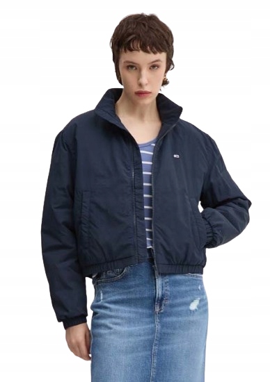 Tommy Jeans Tmavě Modrá Krátká Bunda Na Zip Elastické Manžety M J7D