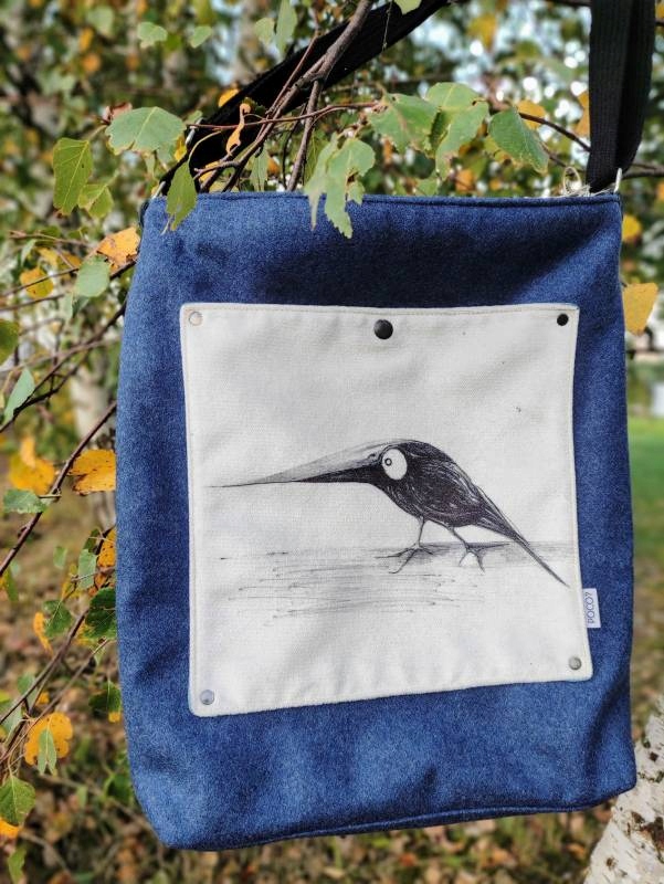 Kabelka s kapsou s kresbou Pták