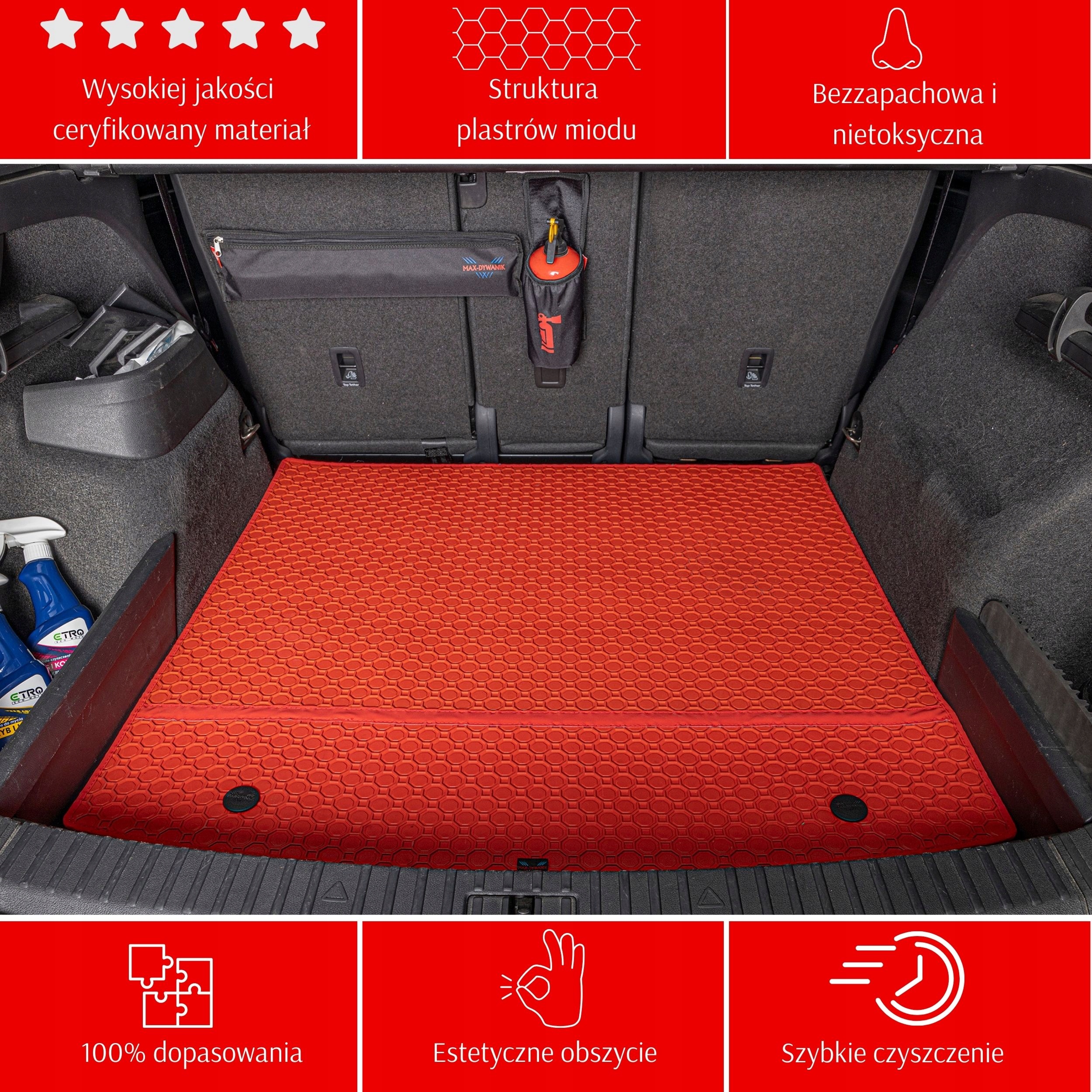 Opel Combo C Tour 2001-2011 Wkład bagażnika PRIMELINER - CZERWONY Kolor czerwony