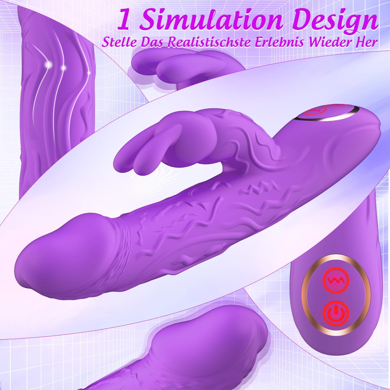 LOTUSBLOOMS Wibrator Dildo Realistyczny G-Punkt Klitoris Wodoodporny IPX6 — miniatura 4