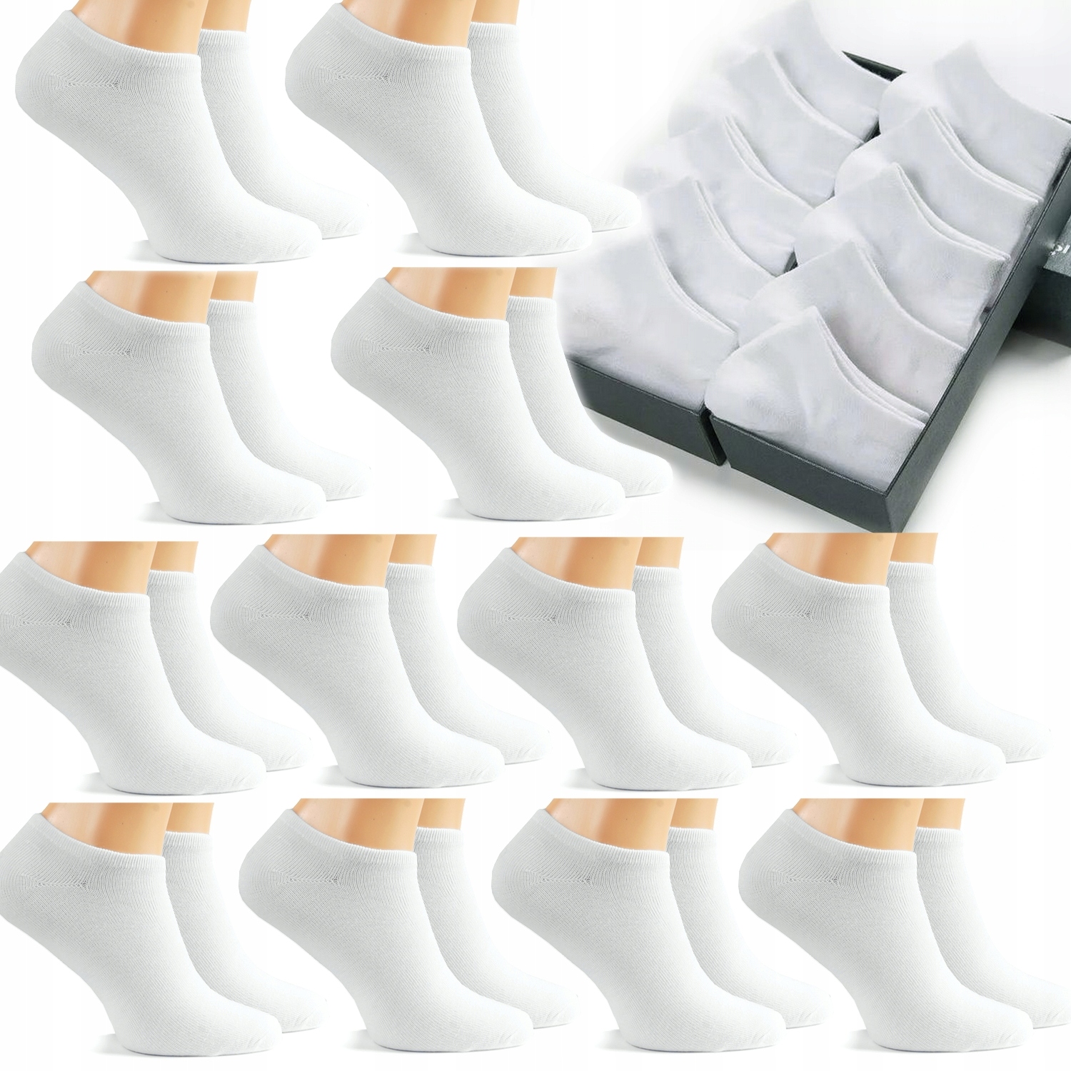 

12x Stopki Męskie Gładkie Bawełniane 43/46