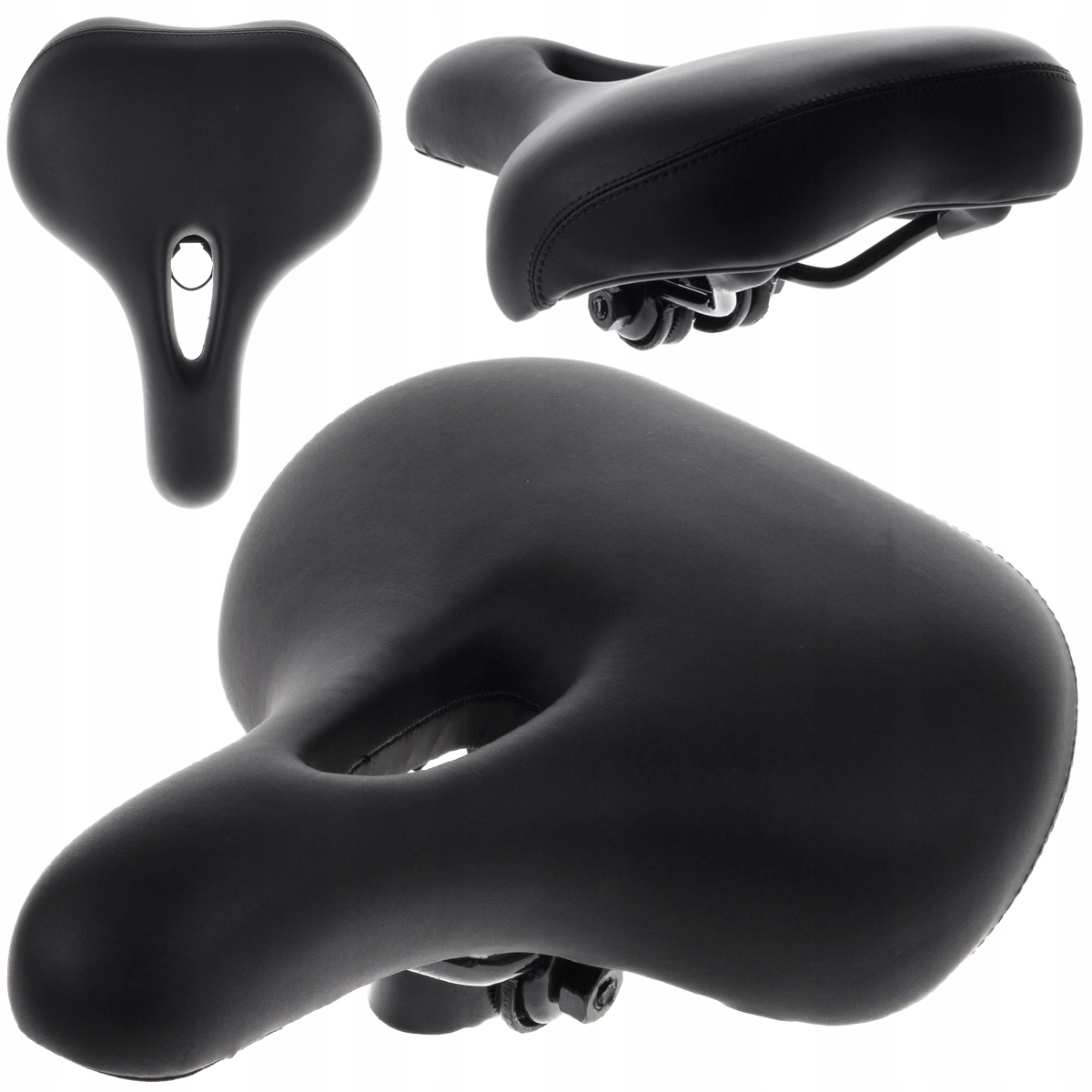 SIODEŁKO ROWEROWE WENTYLOWANE Z OTWOREM Z JARZMEM ECO SKÓRA DAMSKIE MĘSKIE