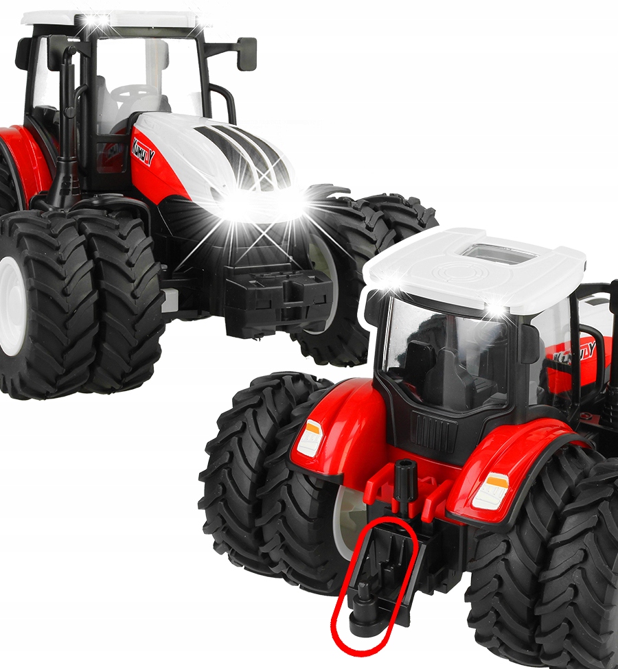 TRAKTOR ZDALNIE STEROWANY RC CIĄGNIK Z ROZSIEWACZEM NAWOZÓW PILOT ŚWIATŁA Skala 1:24